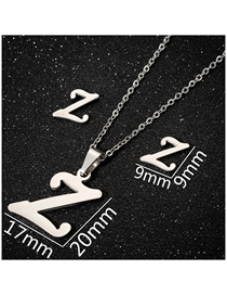 Fashion Steel Color Z Stainless Steel 26 Letter Necklace And Earring Set
