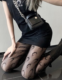 Fashion Moon Net-black Moon Hollow Black Silk Fishnet Socks