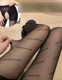 Fashion B Letter Black-open Crotch Double-sided Open Crotch Seamless Letter Stockings