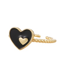 Fashion Black Copper Drop Oil Love Heart Ring