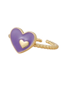 Fashion Purple Copper Drop Oil Love Heart Ring