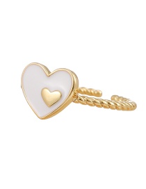 Fashion White Copper Drop Oil Love Heart Ring
