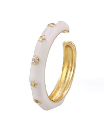 Fashion White Copper Inlaid Zirconium Drop Oil Star Ring