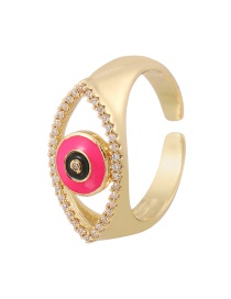 Fashion Red Copper Inlaid Zirconium Drip Oil Eye Ring
