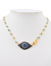 Fashion Blue Copper Inlaid Zirconium Oil Drop Eye Necklace