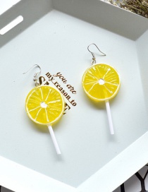 Fashion Yellow Resin Fruit Lollipop Earrings