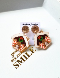Fashion Christmas Paragraph Two Christmas Snowman House Cup Earrings