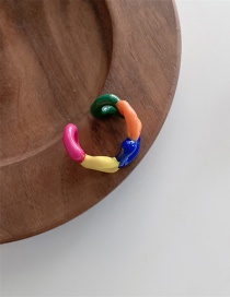 Fashion Multicolored Hit Color Models Irregular Drip Glaze Open Ring