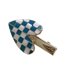Fashion Blue And White-short Duckbill Clip Checkerboard Love Hairpin
