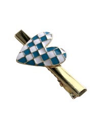 Fashion Blue And White-long Duckbill Clip Checkerboard Love Hairpin