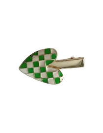Fashion Green And White-short Duckbill Clip Checkerboard Love Hairpin
