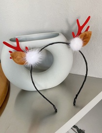 Fashion White Fur Ball Red Antlers Christmas Hair Ball Antlers Headband