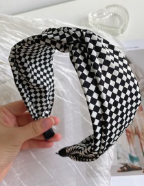 Fashion Cross Grid Checkerboard Sponge Wide Brim Headband