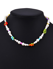 Fashion Color Resin Pearl Flower Necklace