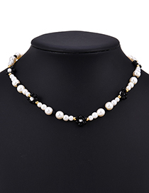 Fashion Black Resin Pearl Flower Necklace