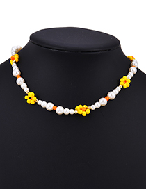 Fashion Orange Resin Pearl Flower Necklace