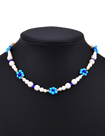 Fashion Blue Resin Pearl Flower Necklace