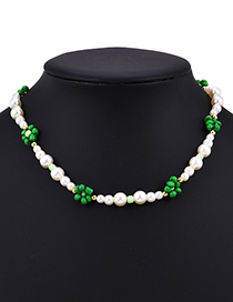 Fashion Green Resin Pearl Flower Necklace