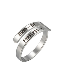 Fashion Be Fearless Steel Stainless Steel Lettering Open Ring