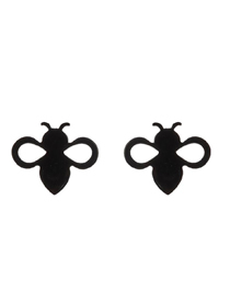 Fashion Black-2 Stainless Steel Hollow Bee Earrings