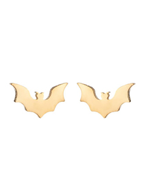 Fashion Gold Color Halloween Stainless Steel Bat Earrings
