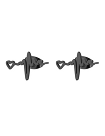 Fashion Black Stainless Steel Geometric Ecg Earrings