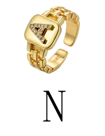Fashion Gold Coloren N Copper Strap 26 Letters Open Ring