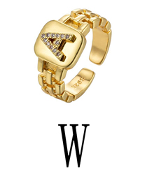 Fashion Gold Coloren W Copper Strap 26 Letters Open Ring