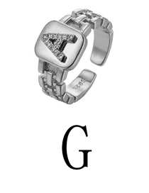 Fashion Steel Color G Copper Strap 26 Letters Open Ring