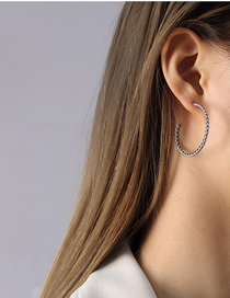 Fashion Pair Of Large Steel Earrings Titanium Steel Twist C-shaped Earrings