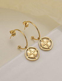 Fashion 3# Stainless Steel C-shaped Oval Cross Ear Ring