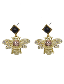 Fashion Gold Alloy Diamond Bee Stud Earrings