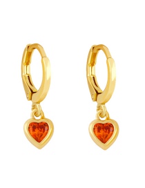 Fashion Orange Copper Inlaid Zirconium Geometric Love Ear Ring