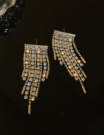 Fashion Gold Alloy Diamond Tassel Geometric Earrings