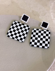 Fashion Silver Needle-square Style Three Alloy Geometric Contrast Stripes Earrings
