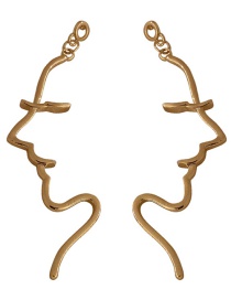 Fashion Gold Alloy Geometric Face Line Earrings