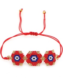 Fashion Red Geometric Rice Beads Woven Eye Beaded Bracelet