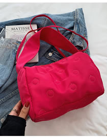 Fashion Rose Red Nylon Pleated Portable Messenger Bag