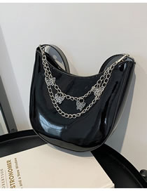 Fashion Black Lacquered Chain Handbag