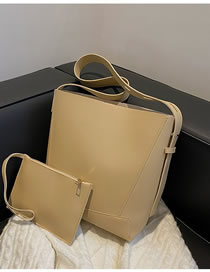 Fashion Khaki Pu Large-capacity Picture And Mother Bag