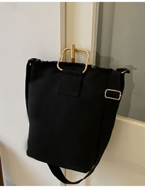 Fashion Black Frayed Canvas Crossbody Bag