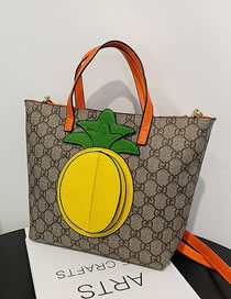 Fashion Khaki Letter Print Pineapple Tote Bag