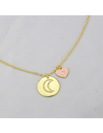 Fashion Gold Bronze Diamond Glossy Tag Love Necklace