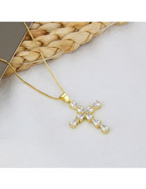 Fashion Cross Copper Inlaid Zirconium Tag Cross Letter Necklace