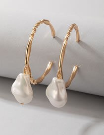 Fashion Gold Geometric Pearl C-shaped Earrings