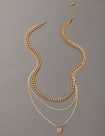 Fashion Gold Alloy Chain Disc Geometric Multilayer Necklace