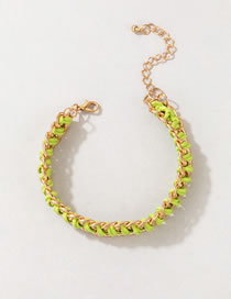 Fashion Green Metal Chain Contrast Braided Bracelet