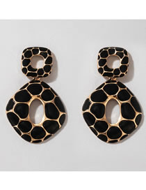 Fashion Black Square Leopard Geometric Stud Earrings