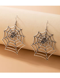 Fashion Silver Halloween Spider Web Earrings