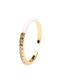 Fashion White Copper And Diamond Dripping Open Ring
